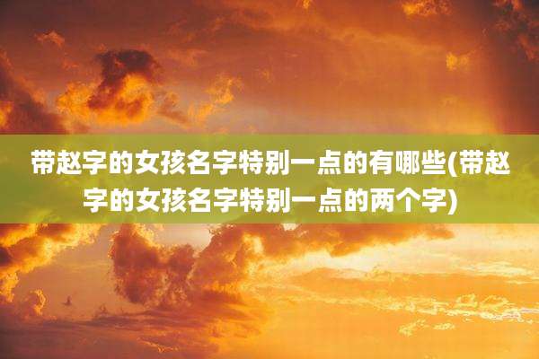带赵字的女孩名字特别一点的有哪些(带赵字的女孩名字特别一点的两个字)