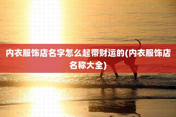 内衣服饰店名字怎么起带财运的(内衣服饰店名称大全)