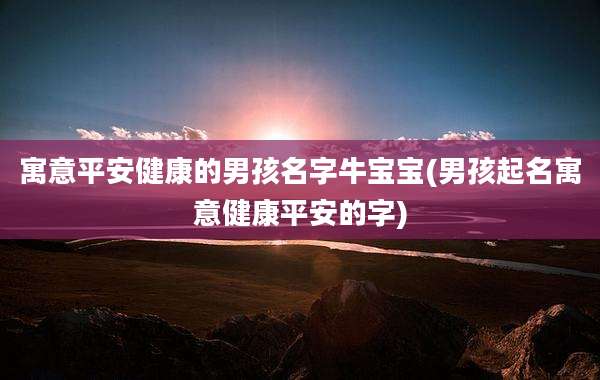 寓意平安健康的男孩名字牛宝宝(男孩起名寓意健康平安的字)
