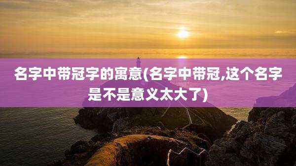 名字中带冠字的寓意(名字中带冠,这个名字是不是意义太大了)