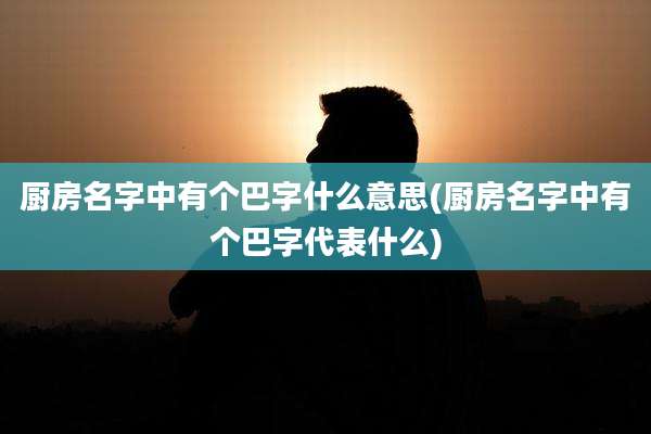 厨房名字中有个巴字什么意思(厨房名字中有个巴字代表什么)