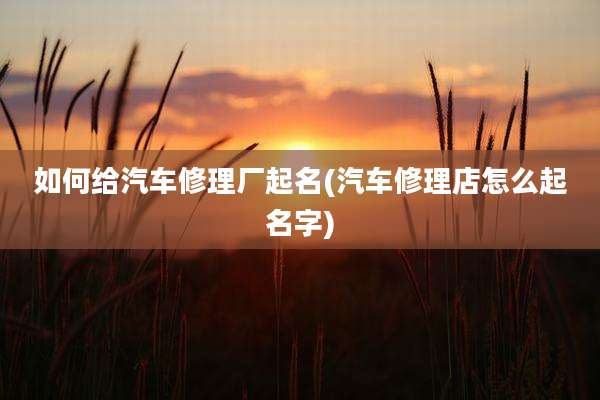 如何给汽车修理厂起名(汽车修理店怎么起名字)