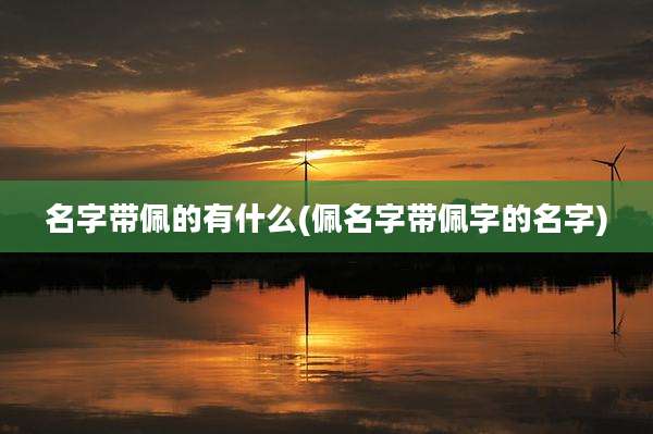 名字带佩的有什么(佩名字带佩字的名字)