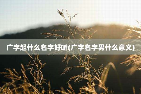 广字起什么名字好听(广字名字男什么意义)