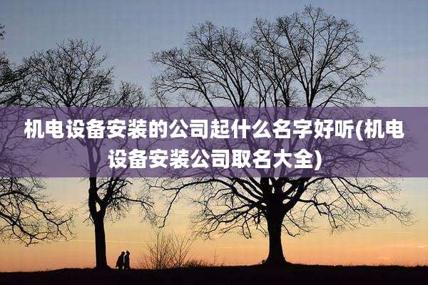 机电设备安装的公司起什么名字好听(机电设备安装公司取名大全)