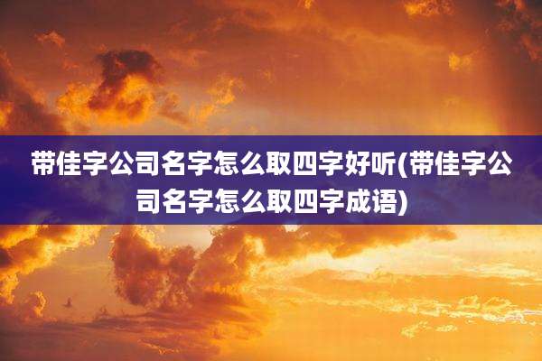 带佳字公司名字怎么取四字好听(带佳字公司名字怎么取四字成语)
