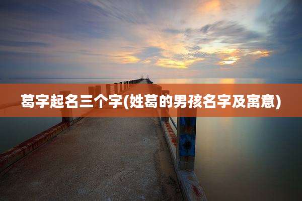 葛字起名三个字(姓葛的男孩名字及寓意)