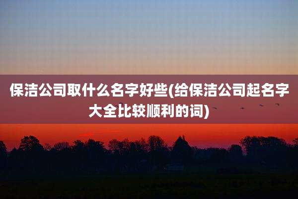 保洁公司取什么名字好些(给保洁公司起名字大全比较顺利的词)