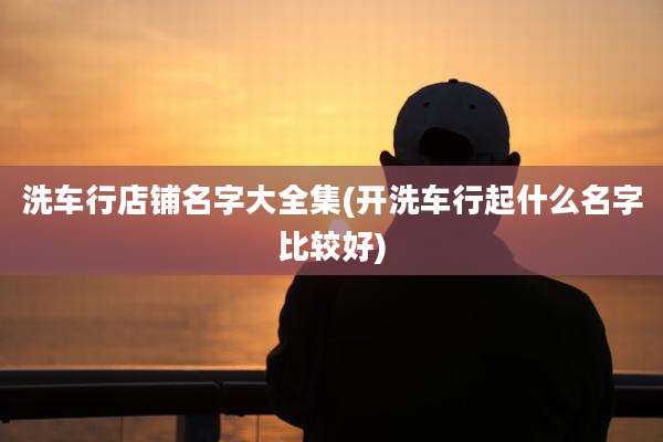 洗车行店铺名字大全集(开洗车行起什么名字比较好)