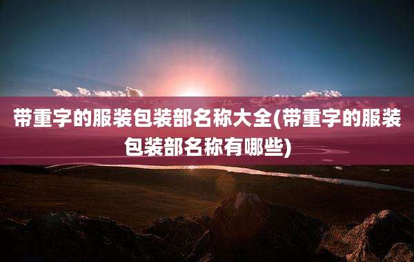 带重字的服装包装部名称大全(带重字的服装包装部名称有哪些)