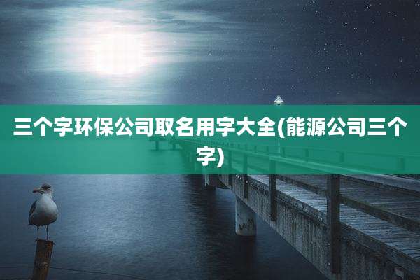 三个字环保公司取名用字大全(能源公司三个字)