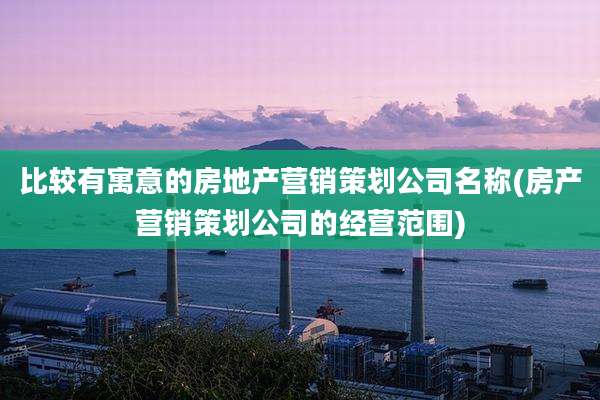 比较有寓意的房地产营销策划公司名称(房产营销策划公司的经营范围)