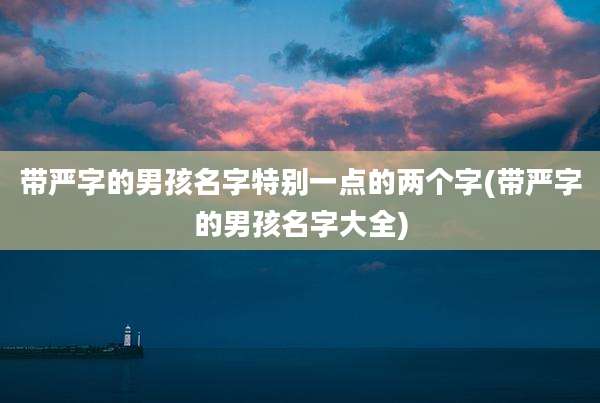 带严字的男孩名字特别一点的两个字(带严字的男孩名字大全)