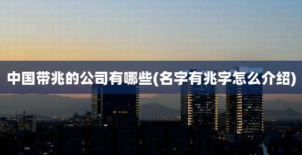 中国带兆的公司有哪些(名字有兆字怎么介绍)