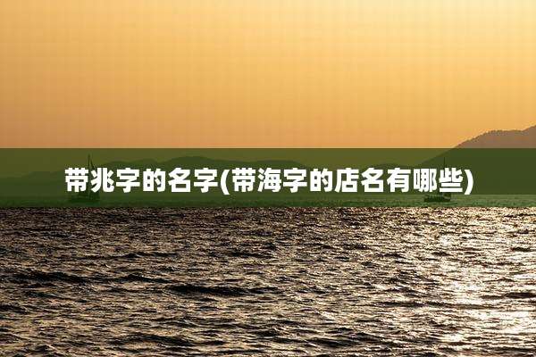 带兆字的名字(带海字的店名有哪些)