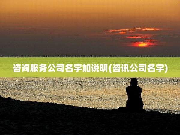 咨询服务公司名字加说明(咨讯公司名字)