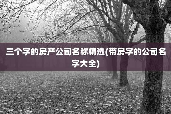 三个字的房产公司名称精选(带房字的公司名字大全)