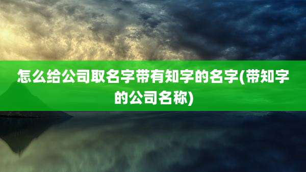怎么给公司取名字带有知字的名字(带知字的公司名称)