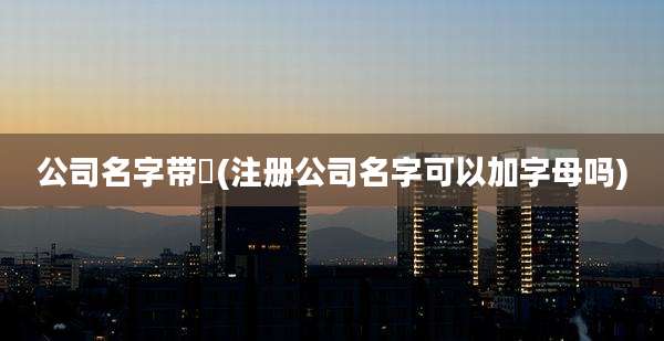 公司名字带昇(注册公司名字可以加字母吗)