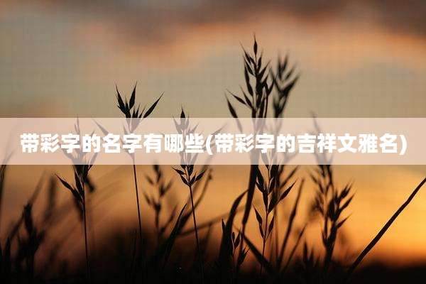 带彩字的名字有哪些(带彩字的吉祥文雅名)