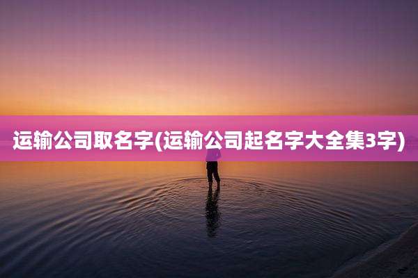 运输公司取名字(运输公司起名字大全集3字)