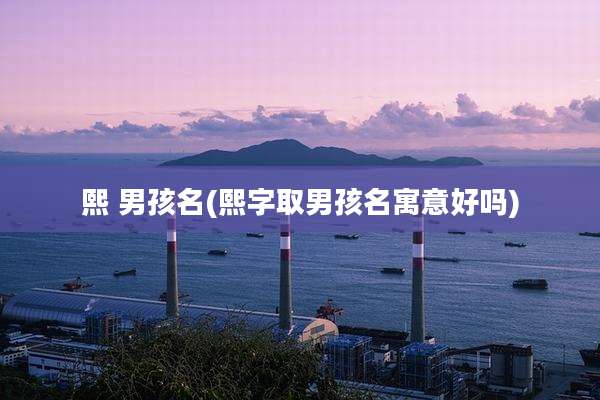 熙 男孩名(熙字取男孩名寓意好吗)