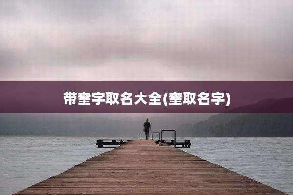 带奎字取名大全(奎取名字)