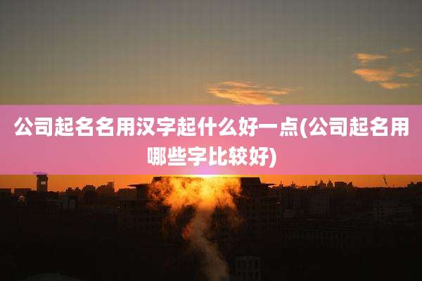 公司起名名用汉字起什么好一点(公司起名用哪些字比较好)