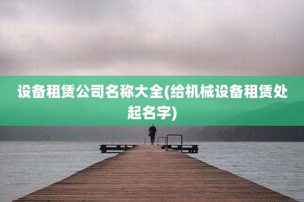 设备租赁公司名称大全(给机械设备租赁处起名字)