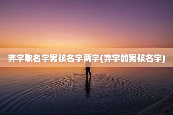 弈字取名字男孩名字两字(弈字的男孩名字)