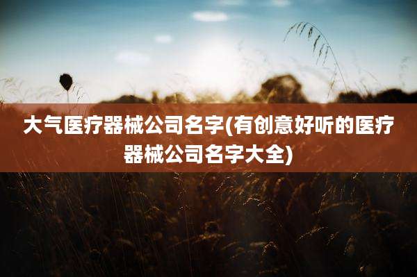 大气医疗器械公司名字(有创意好听的医疗器械公司名字大全)