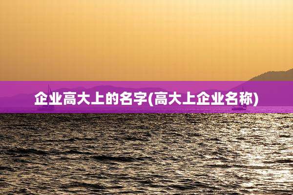 企业高大上的名字(高大上企业名称)