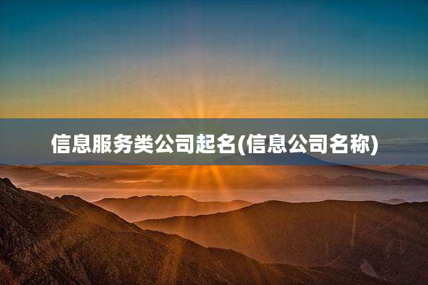 信息服务类公司起名(信息公司名称)