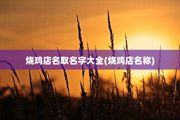 烧鸡店名取名字大全(烧鸡店名称)