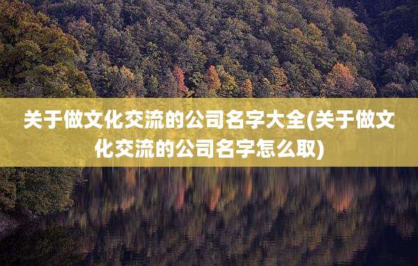 关于做文化交流的公司名字大全(关于做文化交流的公司名字怎么取)