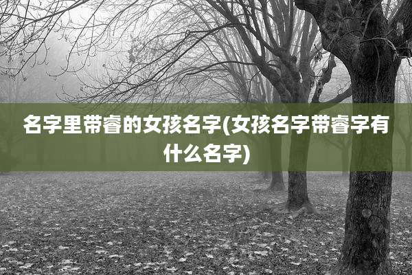 名字里带睿的女孩名字(女孩名字带睿字有什么名字)