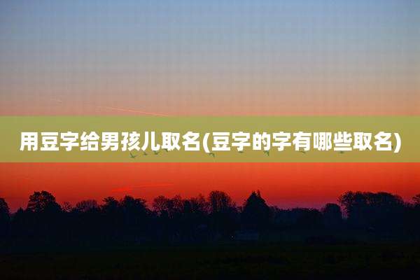 用豆字给男孩儿取名(豆字的字有哪些取名)