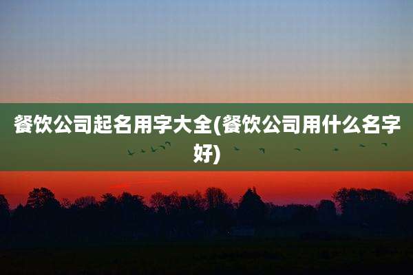 餐饮公司起名用字大全(餐饮公司用什么名字好)