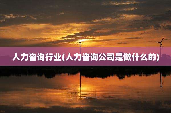 人力咨询行业(人力咨询公司是做什么的)