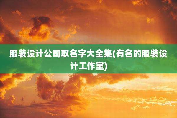 服装设计公司取名字大全集(有名的服装设计工作室)