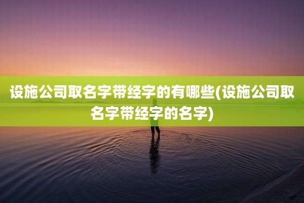 设施公司取名字带经字的有哪些(设施公司取名字带经字的名字)