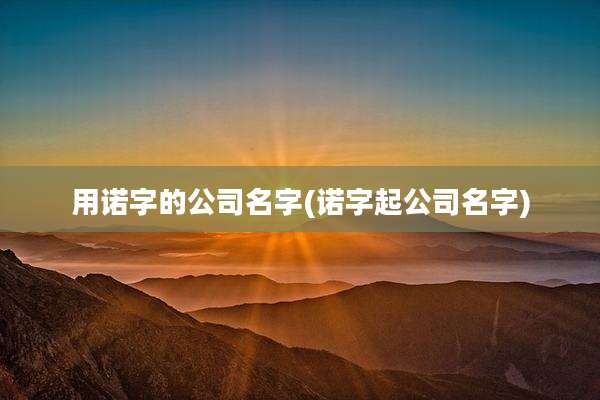 用诺字的公司名字(诺字起公司名字)