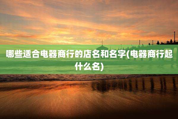 哪些适合电器商行的店名和名字(电器商行起什么名)