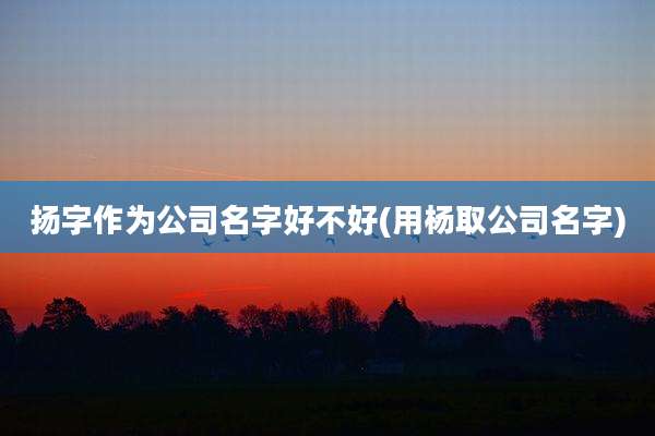 扬字作为公司名字好不好(用杨取公司名字)