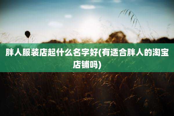 胖人服装店起什么名字好(有适合胖人的淘宝店铺吗)