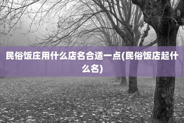 民俗饭庄用什么店名合适一点(民俗饭店起什么名)