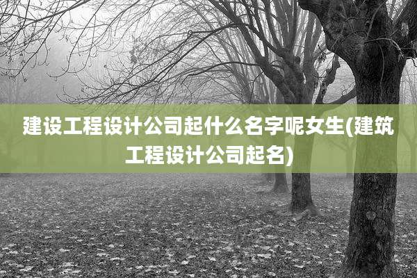 建设工程设计公司起什么名字呢女生(建筑工程设计公司起名)