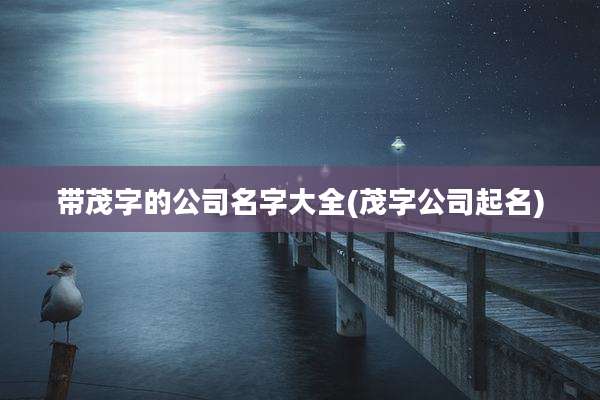 带茂字的公司名字大全(茂字公司起名)