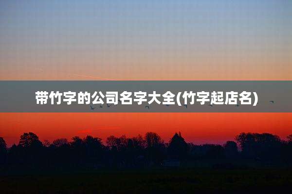 带竹字的公司名字大全(竹字起店名)