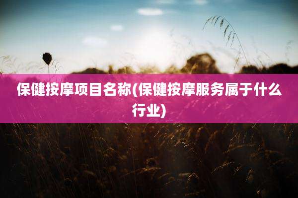 保健按摩项目名称(保健按摩服务属于什么行业)